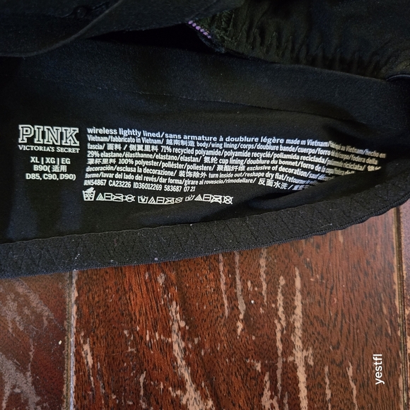Pink Victoria's Secret Black Wireless Lightly Lined Sport Bra XL - Picture 4 of 5